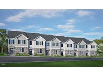Exterior view of five attached townhouses with gray siding and dark green trim at 854 Old Tarboro Rd, Wendell, NC 27591