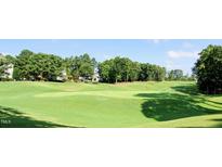 Beautiful golf course view showcasing lush green lawns, mature trees, and well-manicured landscaping at 105 Fountain Ridge Pl, Holly Springs, NC 27540