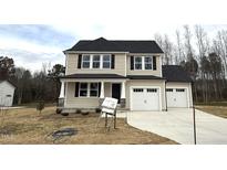 Two-story house with a two-car garage and landscaping at 262 Starry Sky Dr, Benson, NC 27504