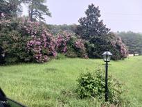 Landscaped lot with flowering bushes and a lamp post at 3722 Durham Rd, Raleigh, NC 27614