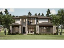 Two-story modern home with a neutral color palette and a large front yard at 403 Carolyn Ct, Cary, NC 27511