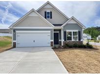 Charming single-Gathering home with a two-car garage and manicured lawn, presenting a welcoming facade at 142 Vega Loop, Sanford, NC 27330