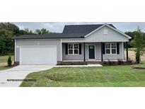 Gray house with a gray roof and a white garage door at 389 Springtooth Dr, Zebulon, NC 27597