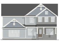 Charming two-story home featuring a mix of stone and siding, complemented by gabled roofs and traditional windows at 2038 Kelsey Ct, Hillsborough, NC 27278