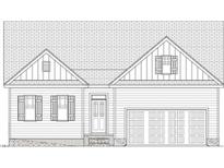 Charming single-story home featuring a symmetrical facade, attached garage, and classic shuttered windows at 45 Mossman Ct, Zebulon, NC 27597
