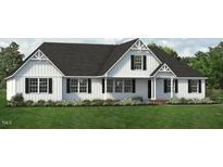 Two-story farmhouse with white siding, black roof, and landscaping at Lot 20H Good Shepherd Ln, Spring Hope, NC 27882