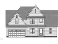 Two-story house with a front-facing garage and a steeply pitched roof at 25 Rembert Run Ct, Louisburg, NC 27549