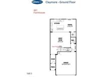 Floor plan for the home showing layout of kitchen, dining, great room, foyer, porch and garage at 144 Kobus Ct, Garner, NC 27529