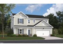 Charming two-story home featuring a blend of light siding, brick accents, and an attached two-car garage at 1241 Dimaggio Dr # 5, Raleigh, NC 27616