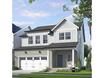 Charming two-story home with a brick facade, attached garage, and covered front porch at 249 Beacon Dr, Pittsboro, NC 27312