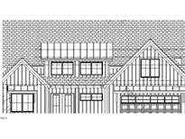 Detailed architectural drawing of a modern farmhouse-style home with gabled rooflines and large windows at 263 Little Lady Trail, Zebulon, NC 27597