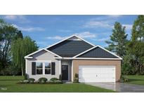 Charming single-Gathering home with brick accents, a two-car garage, and manicured landscaping at 24 Saddle Mare St, Clayton, NC 27520