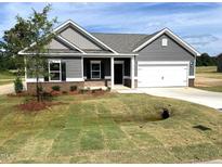 Charming single-story home with gray siding, white trim, and a well-maintained front yard at 316 Olivia Crossing Ct # 11, Four Oaks, NC 27524