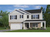 Charming two-story home with stone accents, black shutters, and a welcoming front porch at 912 Canis Minor Rd, Wendell, NC 27591