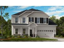 Charming two-story home with a manicured lawn, two car garage and elegant front porch at 116 Magma Ln, Holly Springs, NC 27540