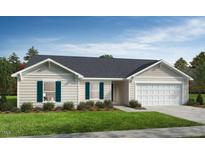 Charming single-story home with neutral siding, a two-car garage, and well-maintained landscaping at 51 Robert Howe Dr, Fuquay Varina, NC 27526