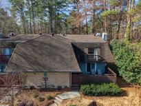 Charming townhouse with a brown shingled roof and a cozy patio, surrounded by lush greenery at 171 Springberry Ln, Chapel Hill, NC 27517