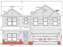 Two-story home featuring horizontal siding, shake siding, shutters, a garage, and a brick water table at 85 Malbec Way, Youngsville, NC 27596