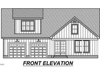 A blueprint of a charming home, complete with two-car garage and a classic gable roof at 2313 Eagle Shot Ct # 29, Fuquay Varina, NC 27526