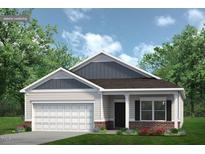 Charming single-Gathering home features a front-entry garage and a cozy covered front porch at 4888 Pioneer Dr, Sanford, NC 27330