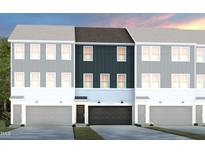 Charming new townhomes with a modern design featuring unique colors and attached garages at 1416 Chrysalis Pl, Apex, NC 27502