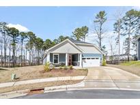 Charming single-Gathering home with a mix of siding, stone accents, and a two-car garage at 3424 Writt Ct, New Hill, NC 27562