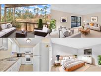 Collage showcasing a comfortable balcony, modern living room, functional kitchen, and cozy bedroom at 612 Pine Ridge Pl, Raleigh, NC 27609