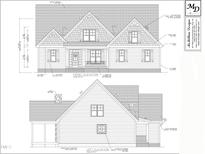 Detailed architectural drawing showing the front and left elevation of the home at 5 Sweet Sister Way, Youngsville, NC 27596