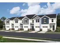 New townhomes with stone accents, siding, garages, and landscaping on a sunny day at 26 Twin Birch Dr, Angier, NC 27501