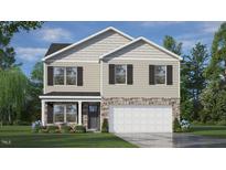 Charming two-story home with stone accents, neutral siding, and a well-manicured front yard at 117 Pisgah St, Sanford, NC 27330