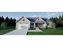 Charming home with attached garage, covered porch, grey trim, and a well-manicured lawn at 9235 Bear Run Ln, Middlesex, NC 27557