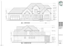 Front elevation of home showing roof detail and garage door design at 2210 Stephens Rd, Cary, NC 27518