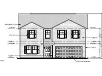 Detailed front exterior elevation showcasing the two-story home design with a garage at 1141 Mashie Ln, Rocky Mount, NC 27804