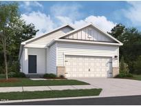 Charming single-Gathering home with a two-car garage, stone accents, and manicured lawn at 1156 Solace Way, Rolesville, NC 27571