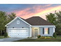 Charming single-story home featuring light gray siding, a front-facing garage, and a landscaped yard at 784 Ben Ledi Ct, Raleigh, NC 27603