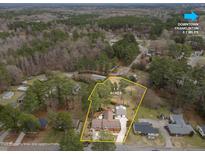 Aerial view of property with 1.1 acres and proximity to downtown Franklinton at 412 N Cheatham St, Franklinton, NC 27525