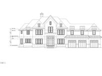 Detailed elevation drawing of a grand two-story home with a three-car garage at 4125 Windsor Pl, Raleigh, NC 27609