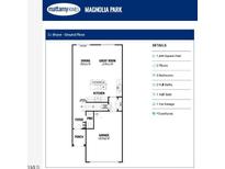 This is a ground floor plan of the Bryce Model in Magnolia Park with a one car garage at 112 Siebold St, Garner, NC 27529