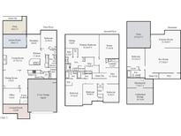 Detailed floor plan showcasing the layout of a three-story house, including dimensions of rooms and key features at 199 High Woods Rdg, Chapel Hill, NC 27517