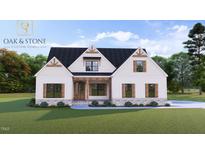Charming new construction home with board and batten siding, stone accents, and a welcoming front porch at 3400 River Manor Ct, Franklinton, NC 27525