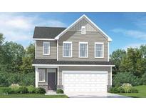 Charming two-story home with gray siding, attached garage, and landscaped front yard at 716 Shea Hill Dr # 50, Angier, NC 27501
