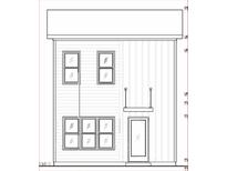 Elevation of the home featuring vertical and horizontal siding, windows, and a covered front porch at 2600 Fayetteville St, Durham, NC 27707