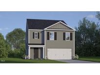 Charming two-story home featuring gray siding, a two-car garage, and a well-manicured lawn at 200 Olive Branch St, Sanford, NC 27332