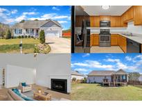 Exterior view of the home with a garage, complemented by a collage of interior features at 24 High Standard Ln, Angier, NC 27501