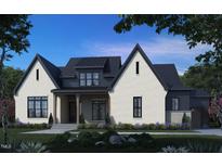 Charming new construction exterior featuring light brick, dark roof, trim and covered porch entrance at 311 Culvert St, Apex, NC 27502