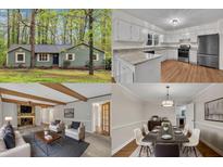 Charming one-story home with green siding and a wooded front yard, creating a serene and private setting at 122 Monticello Ave, Durham, NC 27707