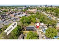 Aerial view of the property location near the Golden Belt arts and entertainment district in downtown at 732 Hopkins St, Durham, NC 27701