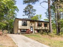 Charming split-level home featuring a well-maintained lawn and beautiful landscaping at 103 Wesker Cir, Durham, NC 27703