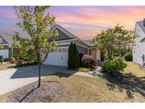 Charming single-story home featuring a manicured lawn and an attached two-car garage at 1206 Areca Way, Durham, NC 27703