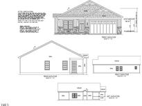 Front exterior elevation rendering showing the roof, windows, and door with a two-car garage at 411 E First St, Kenly, NC 27542